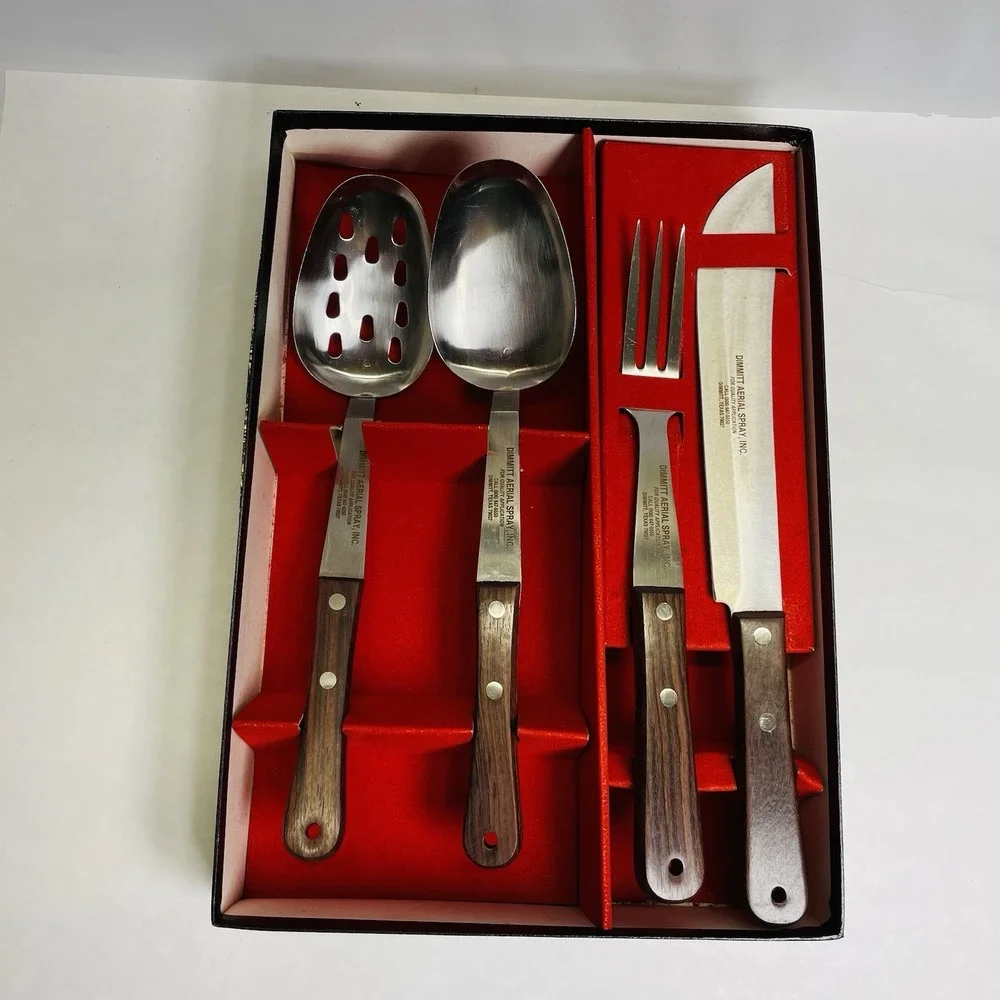 Vermco Stainless Steel Serving Set 2 Spoons Knife Fork Stainless‎ Japan Boxed